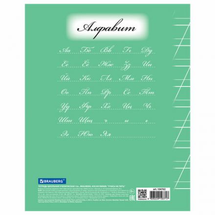 Тетрадь 12 л. BRAUBERG ЭКО "5-КА", косая линия, обложка картон 170 г/м2, ЗЕЛЕНАЯ, 104762 Тетрадь 12 л. BRAUBERG ЭКО "5-КА", косая линия, обложка картон 170 г/м2, ЗЕЛЕНАЯ, 104762