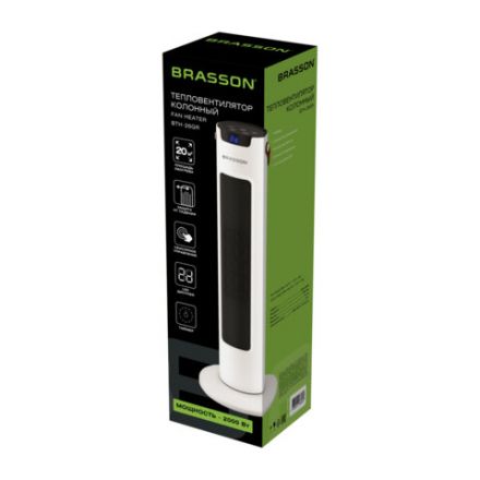 Тепловентилятор колонный керамический BRASSON BTH-26GR, 2000 Вт, 61 см, сенсор, 3 режима, 457782