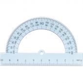 Транспортир 10см №1 School 180 градусов, прозрачный синий