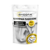 Шнурки плоские эластичные БЕЛЫЕ длина 100 см, ширина 8мм, 2 капсулы, цвет белый, SHEGRA, 701707