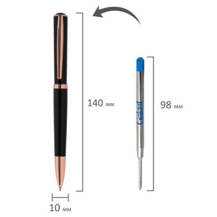 Ручка подарочная шариковая GALANT "PUNCTUM BLACK", корпус черный, детали розовое золото, узел 0,7 мм, синяя, 143514