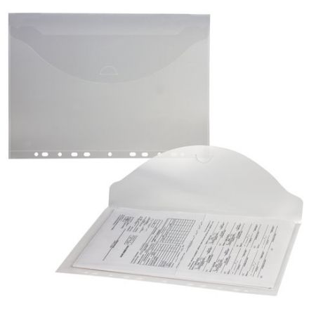 Папка-конверт с перфорацией BRAUBERG, А4, КОМПЛЕКТ 10 шт., до 50 листов, прозрачная, 0,15 мм, 227312