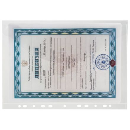 Папка-конверт с перфорацией BRAUBERG, А4, КОМПЛЕКТ 10 шт., до 50 листов, прозрачная, 0,15 мм, 227312