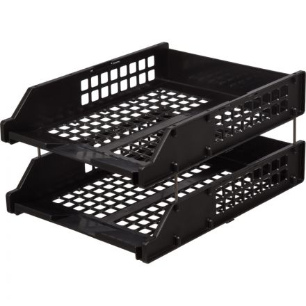 Лотки для бумаг горизонтальные Стамм Strong 2 штуки на металлических стержнях черные