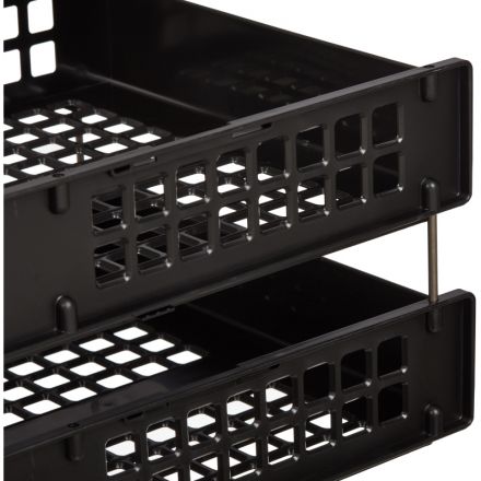 Лотки для бумаг горизонтальные Стамм Strong 2 штуки на металлических стержнях черные