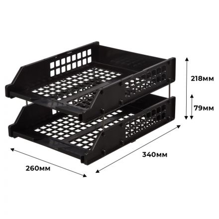 Лотки для бумаг горизонтальные Стамм Strong 2 штуки на металлических стержнях черные