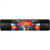 Мешки для мусора ПВД 300л, 60мкм 10шт/рул черные 105х150 Броня