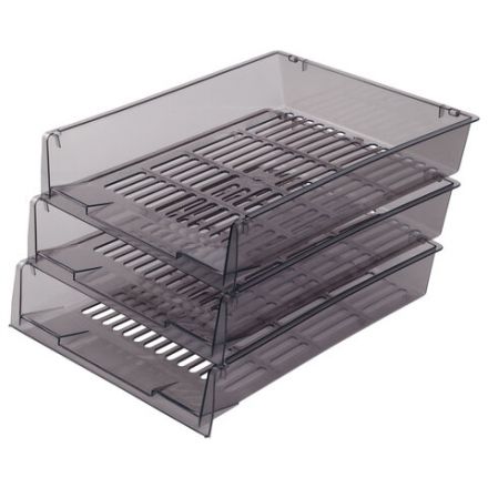 Лотки горизонтальные для бумаг, КОМПЛЕКТ 3 шт., 340х270х70 мм, тонированный серый, BRAUBERG "Office", 237257 Лотки горизонтальные для бумаг, КОМПЛЕКТ 3 шт., 340х270х70 мм, тонированный серый, BRAUBERG "Office", 237257