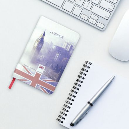 Блокнот МАЛЫЙ ФОРМАТ (100х150 мм) А6, BRAUBERG VISTA "London", под кожу, твердый, 80 л., 112092