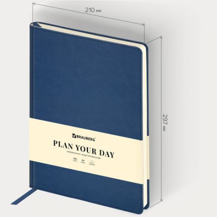 Ежедневник недатированный БОЛЬШОЙ ФОРМАТ 210х297 мм А4, BRAUBERG "Status", 160 л., темно-синий, 113359