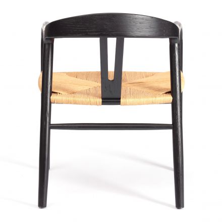 Стул VALI дерево вяз/бечевка, черный, 50х46х77 см
