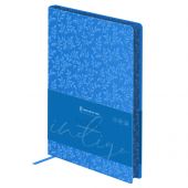 Ежедневник датированный 2026г., А5, 176л., мягкий переплет, кожзам, Greenwich Line "Flower. Indigo", синий, цветной срез