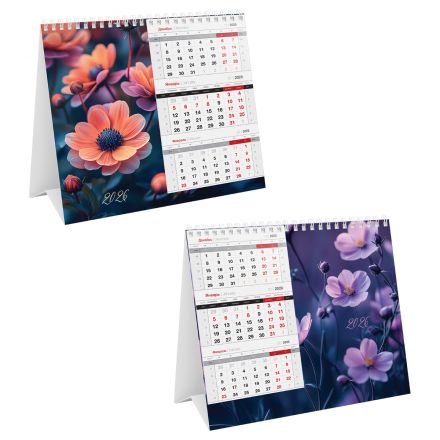 Календарь-домик настольный, 190*170 мм BG "Mono Premium. Цветы", на гребне, 2026г.
