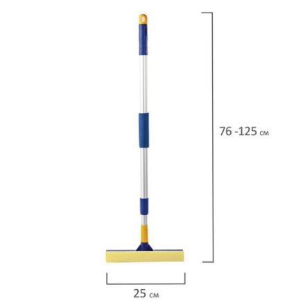 Окномойка LAIMA, алюминиевая телескопическая ручка 76-125 см, рабочая часть 25 см (стяжка, губка, ручка), для дома и офиса, 601493 Окномойка LAIMA, алюминиевая телескопическая ручка 76-125 см, рабочая часть 25 см (стяжка, губка, ручка), для дома и офиса, 601493