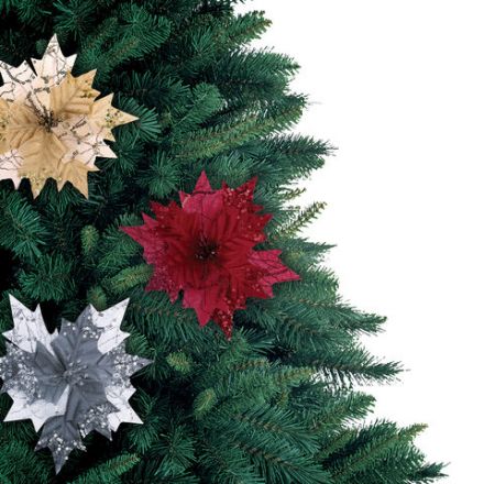 Украшение елочное 1 шт., "Цветок", диаметр 22 см, длина 20 см, ассорти 3 дизайна, ЗОЛОТАЯ СКАЗКА, 592420