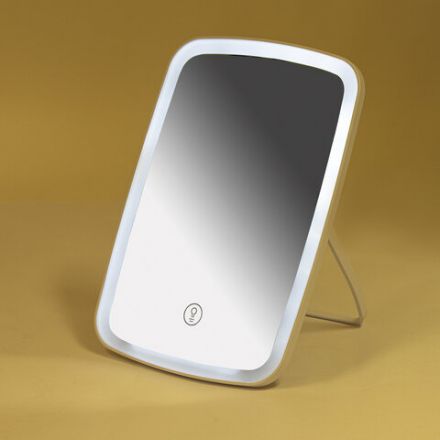 Зеркало настольное с LED-подсветкой для макияжа, 24х17 см, 3 режима свечения, аккумулятор 800 mAh, цвет белый, WBZ (ВБЗ), 609333 Зеркало настольное с LED-подсветкой для макияжа, 24х17 см, 3 режима свечения, аккумулятор 800 mAh, цвет белый, WBZ (ВБЗ), 609333