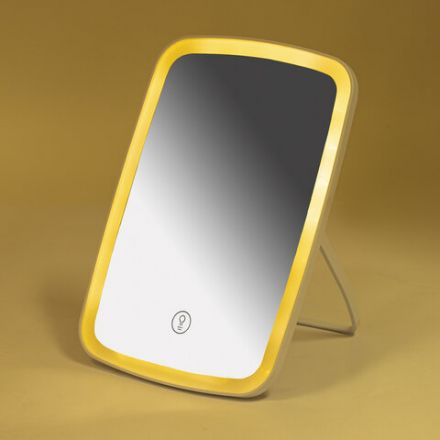 Зеркало настольное с LED-подсветкой для макияжа, 24х17 см, 3 режима свечения, аккумулятор 800 mAh, цвет белый, WBZ (ВБЗ), 609333 Зеркало настольное с LED-подсветкой для макияжа, 24х17 см, 3 режима свечения, аккумулятор 800 mAh, цвет белый, WBZ (ВБЗ), 609333