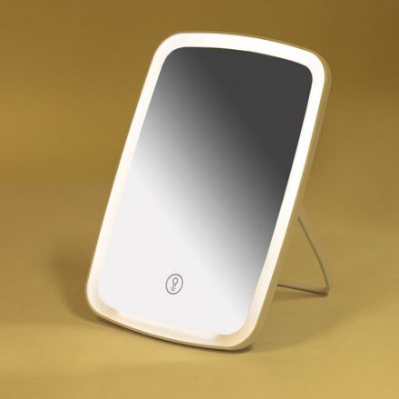 Зеркало настольное с LED-подсветкой для макияжа, 24х17 см, 3 режима свечения, аккумулятор 800 mAh, цвет белый, WBZ (ВБЗ), 609333 Зеркало настольное с LED-подсветкой для макияжа, 24х17 см, 3 режима свечения, аккумулятор 800 mAh, цвет белый, WBZ (ВБЗ), 609333