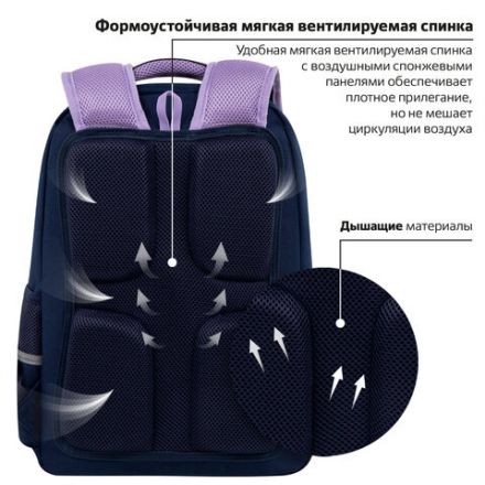 Рюкзак ЮНЛАНДИЯ COMPLETE, с пеналом в комплекте, эрго-спинка, "Bored cat", 42х29х14 см, 272055