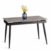 Стол обеденный Balmoral/Балморал столешница керамика (глянцевая) / опоры металл, серый/чёрный, (120+40)x80x75(+1) см