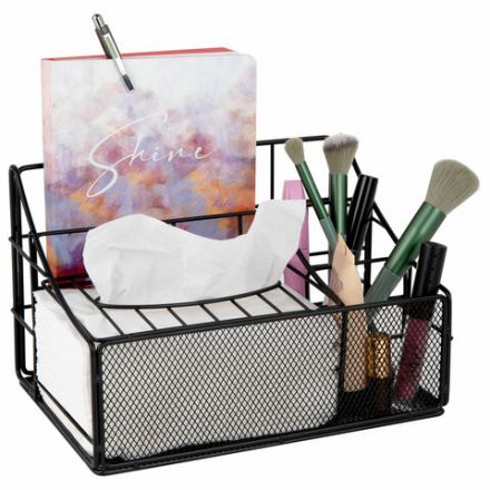 Органайзер для косметики и мелочей металлический 4 секции, MONTE VITA (МОНТЕ ВИТА), 160х240х150 мм, черный, 272480