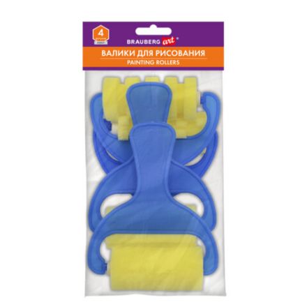 Валики для рисования художественные, набор 4 штуки, BRAUBERG ART DEBUT, 201090