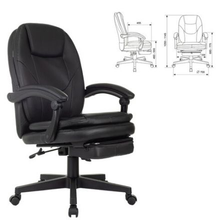 Кресло офисное CH-868N-BF, синхромеханизм, подставка для ног, экокожа, черное, 2018358