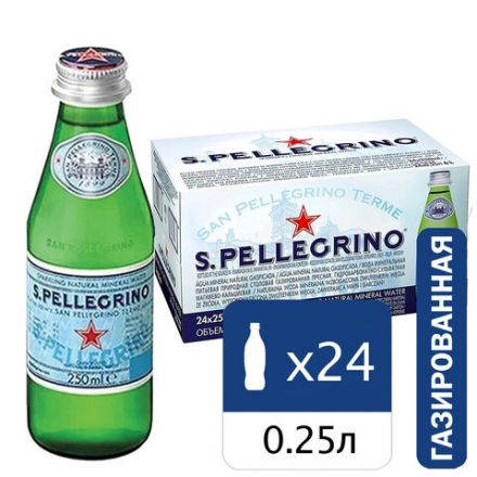 Вода ГАЗИРОВАННАЯ минеральная SAN PELLEGRINO, 0,25 л, ИТАЛИЯ, стеклянная бутылка, УТ-00003768 Вода ГАЗИРОВАННАЯ минеральная SAN PELLEGRINO, 0,25 л, ИТАЛИЯ, стеклянная бутылка, УТ-00003768
