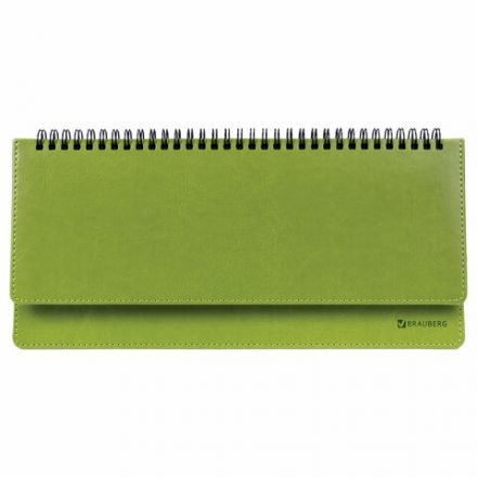 Планинг настольный недатированный (305x140 мм) BRAUBERG "Rainbow", кожзам, 60 л., зеленый, 111702