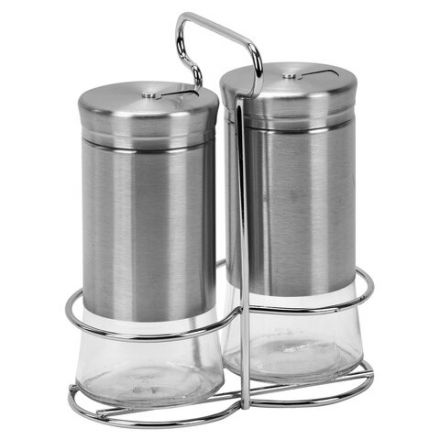 Набор для специй 2х140 мл, ULTRA, подставка + солонка + перечница, 3 типа отверстий, WEGLA (ВЕГЛА), 700234