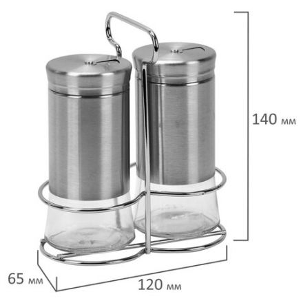 Набор для специй 2х140 мл, ULTRA, подставка + солонка + перечница, 3 типа отверстий, WEGLA (ВЕГЛА), 700234