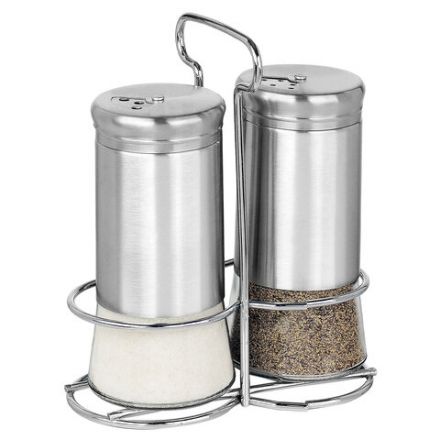 Набор для специй 2х140 мл, ULTRA, подставка + солонка + перечница, 3 типа отверстий, WEGLA (ВЕГЛА), 700234