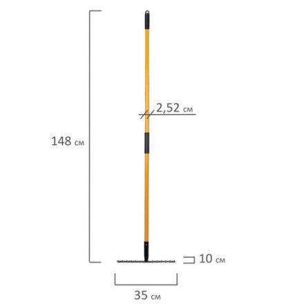 Грабли 14 зубьев стальные 35х10 см, ОБЩАЯ ДЛИНА 150 см, черенок стекловолокно, RABBITEX (РАББИТЕКС) "FIBERGLASS", 700494
