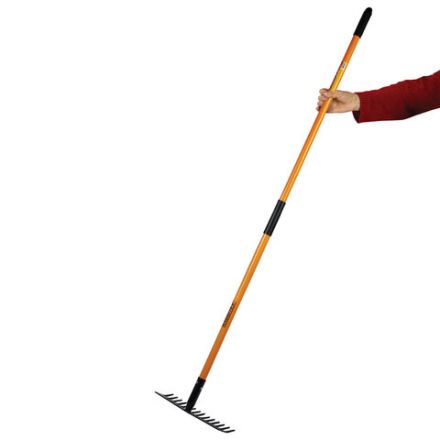 Грабли 14 зубьев стальные 35х10 см, ОБЩАЯ ДЛИНА 150 см, черенок стекловолокно, RABBITEX (РАББИТЕКС) "FIBERGLASS", 700494