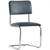 Конференц-стул Silwia на полозьях черный (искусственная кожа/металл хромированный)