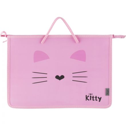 Папка для тетрадей Комус Класс Kitty  А4 на молн с ручк,пластик, 45мм,ПТ-15