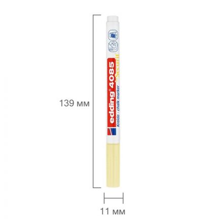 Маркер меловой edding 4085/135. 1-2 мм. Пастельный желтый Маркер меловой edding 4085/135. 1-2 мм. Пастельный желтый