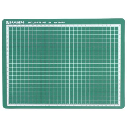Коврик (мат) для резки BRAUBERG, 3-слойный, А4 (300х220 мм), двусторонний, толщина 3 мм, зеленый, 236905 Коврик (мат) для резки BRAUBERG, 3-слойный, А4 (300х220 мм), двусторонний, толщина 3 мм, зеленый, 236905