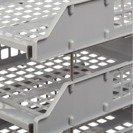 Лоток для бумаг горизонтальный Стамм Strong на металлических стержнях серый (3 штуки в упаковке)