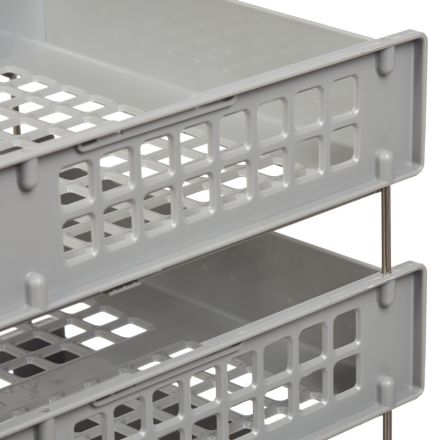 Лоток для бумаг горизонтальный Стамм Strong на металлических стержнях серый (3 штуки в упаковке)