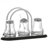 Набор для специй 3пр.(соль,перец,горч) + салфетница пластик, кт970