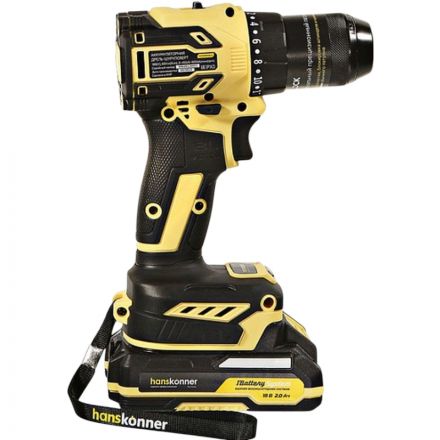 Дрель акк б/щ Hanskonner PLATINUM, 18В, 1BatterySystem, 65Нм HCD2065BLC