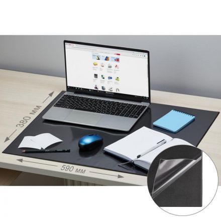 Коврик на стол Attache 380х590 мм черный (с прозрачным верхним листом)