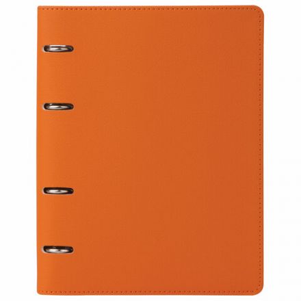 Тетрадь на кольцах А5 (180х220 мм), 120 листов, под кожу, клетка, BRAUBERG "Joy", оранжевый/светло-оранжевый, 129992