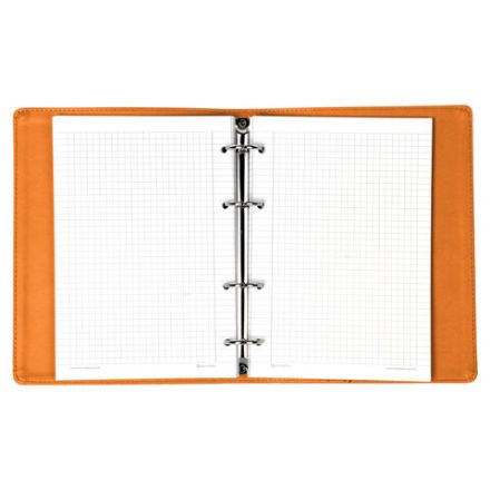 Тетрадь на кольцах А5 (180х220 мм), 120 листов, под кожу, клетка, BRAUBERG "Joy", оранжевый/светло-оранжевый, 129992