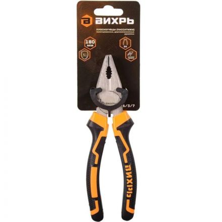 Плоскогубцы (пассатижи), 180мм., никел., двухк. рукоятки, Вихрь73/6/3/7