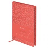 Ежедневник датированный 2026г., А5, 176л., мягкий переплет, кожзам, Greenwich Line "Flower. Coral", коралловый, цветной срез