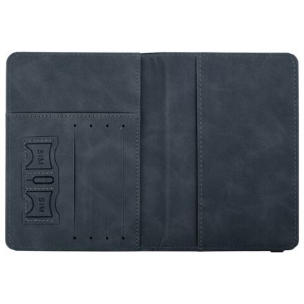 Обложка для паспорта и документов с защитой от считывания, 9 карманов, резинка, экокожа, темно-голубая, BRAUBERG, 238752