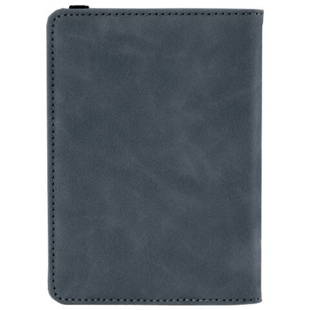 Обложка для паспорта и документов с защитой от считывания, 9 карманов, резинка, экокожа, темно-голубая, BRAUBERG, 238752