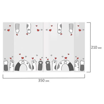 Обложки "PAWS" для тетрадей и дневников, КОМПЛЕКТ 10 шт., ПЛОТНЫЕ, 210х350 мм, 110 мкм, FUNSTER (ФАНСТЕР), 274086